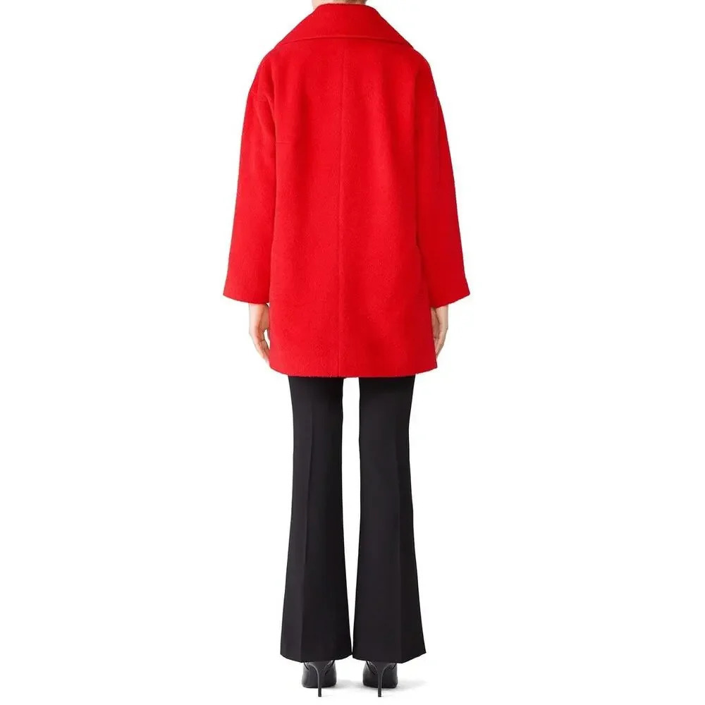 Trina Turk Women's Red Wool Overcoat Size 4 Winter Long Coat - Picture 2 of 10